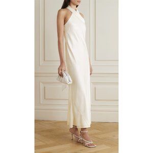 Galvan London Pandora Satin Halterneck Midi Dress